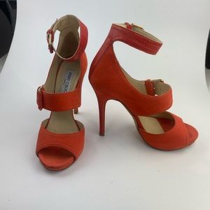 Jimmy Choo Leona Orange Nubuck Platform Sandals
